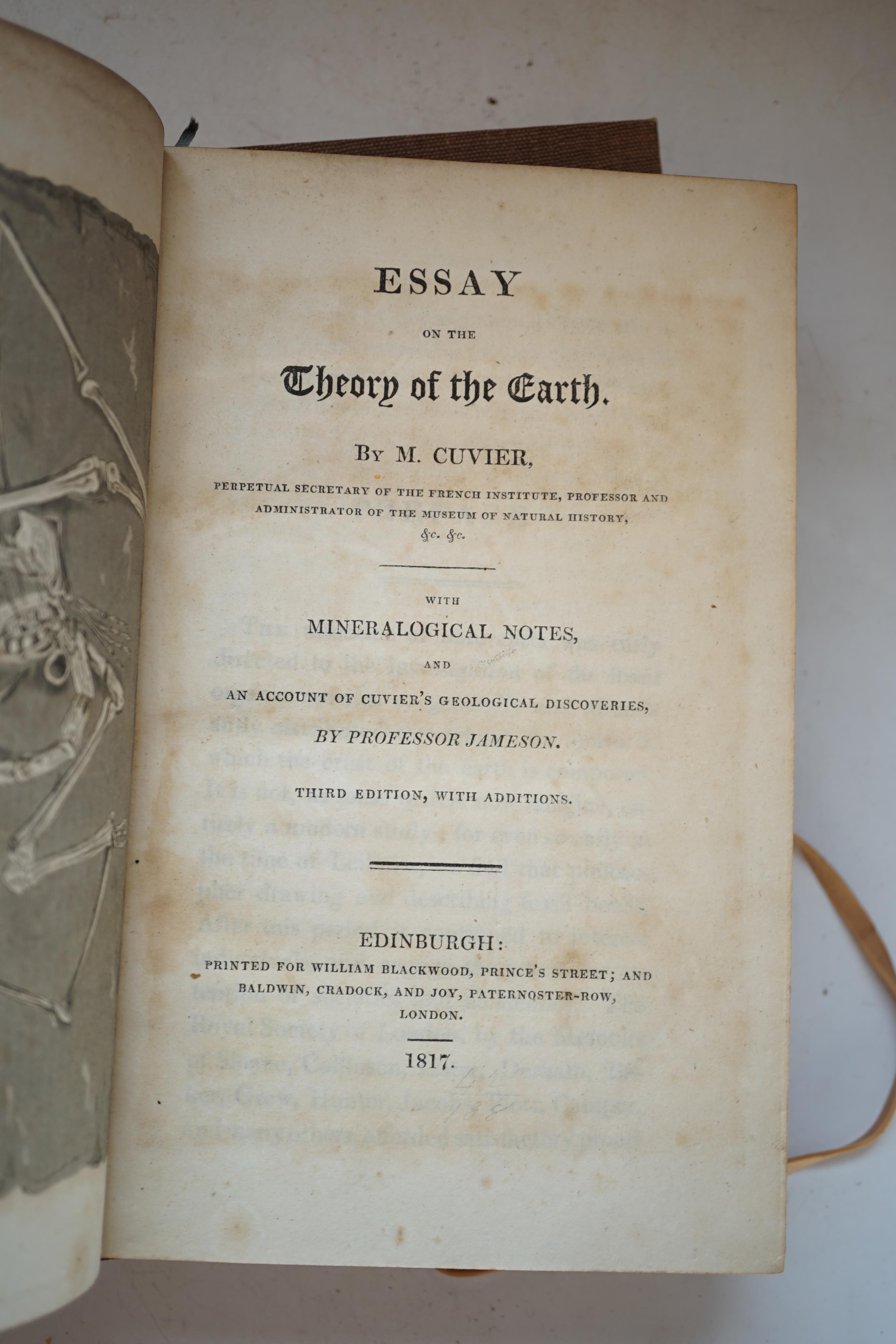 Morris, John - A Catalogue of British Fossils, 2nd edition, 1854; Lycett, John - The Cotteswold Hills. Hand-Book Introductory to their Geology and Palaeontology, 8vo, red blind stamped cloth, spine partly torn, 1857; Cuv